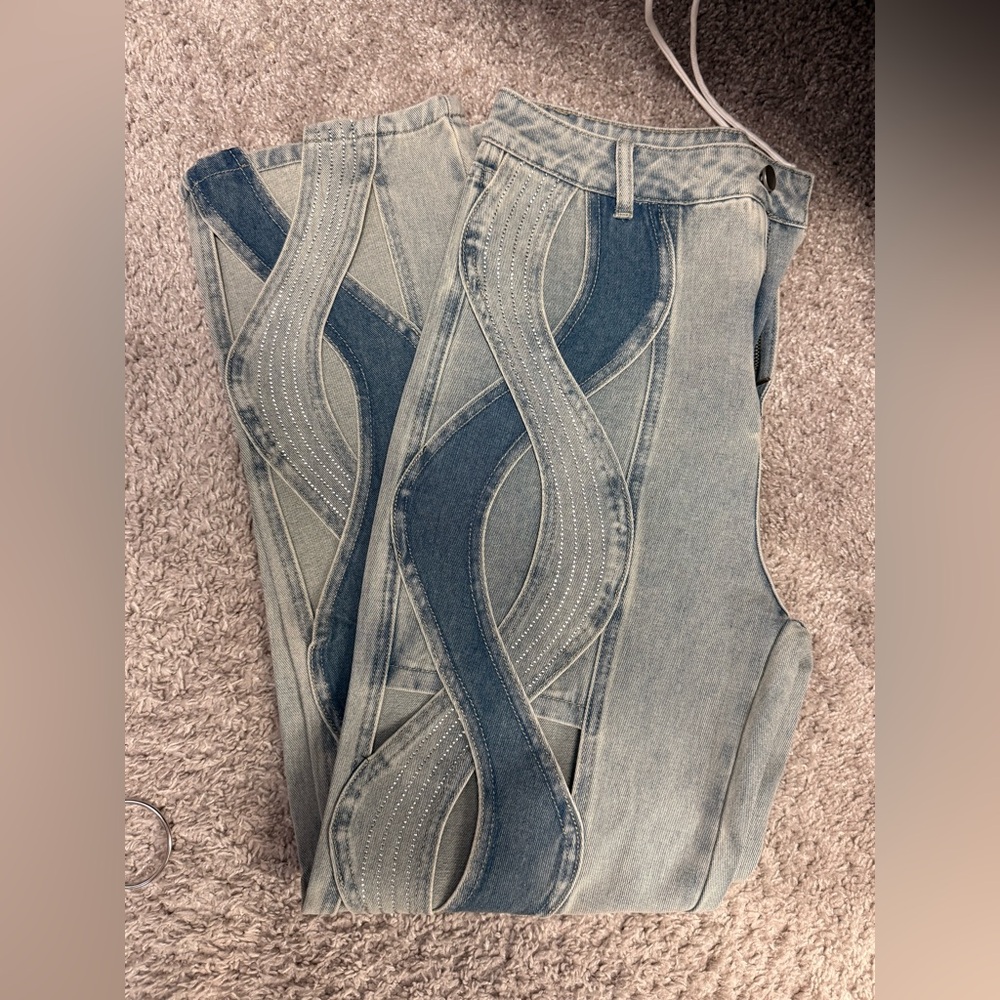 Light Blue Sparkle/ cutouts Women's Jeans